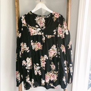 Black Floral Blouse
